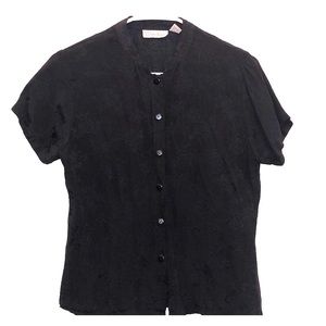 White Rice Black Floral button down blouse